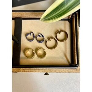 Retro Clip On Hoop Earrings Set